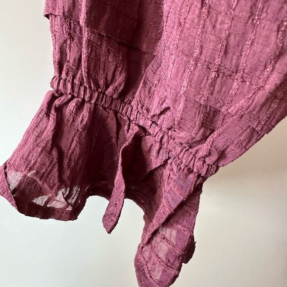 Torrid Maroon Stripe Gauze Lace Up Peasant Top size 3 - Picture 12 of 16
